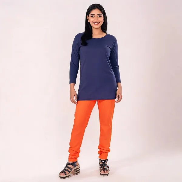 Orange_Cotton_Gathered_Chudidar_Pant_For_Women