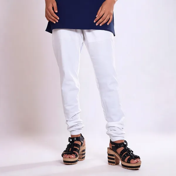 White_Cotton_Gathered_Chudidar_Pant_For_Women