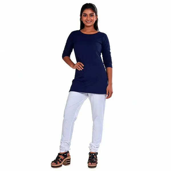 White_Cotton_Gathered_Chudidar_Pant_For_Women