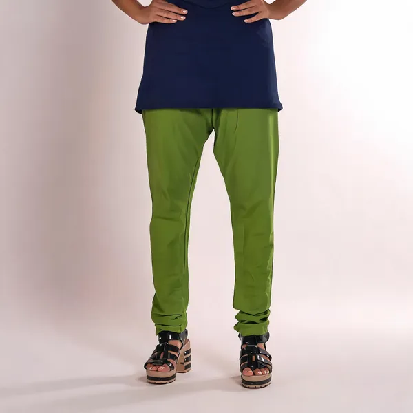 Mehendi_Green_Cotton_Gathered_Chudidar_Pant_For_Women