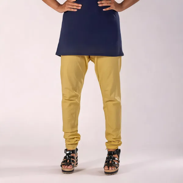 Beige_Cotton_Gathered_Chudidar_Pant_For_Women