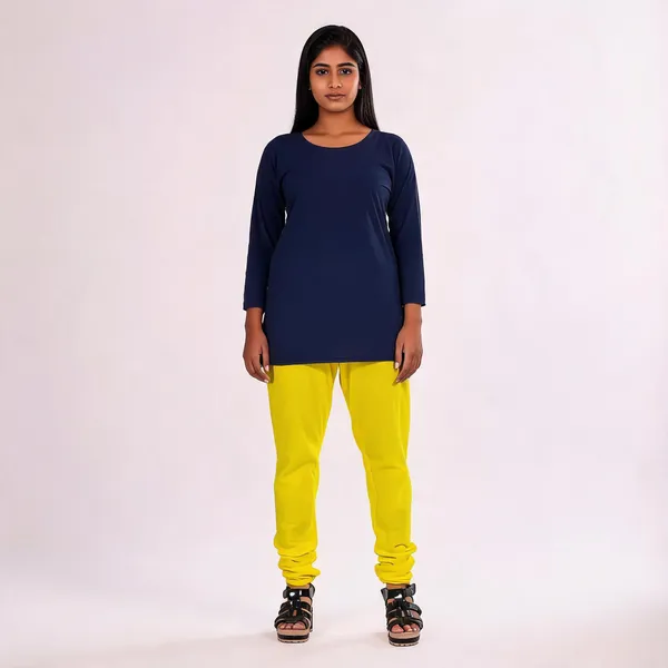 Yellow_Cotton_Gathered_Chudidar_Pant_For_Women
