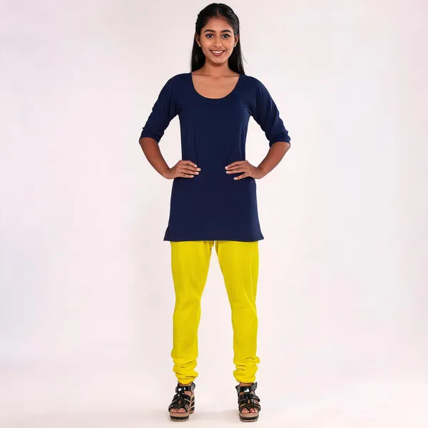 Yellow_Cotton_Gathered_Chudidar_Pant_For_Women