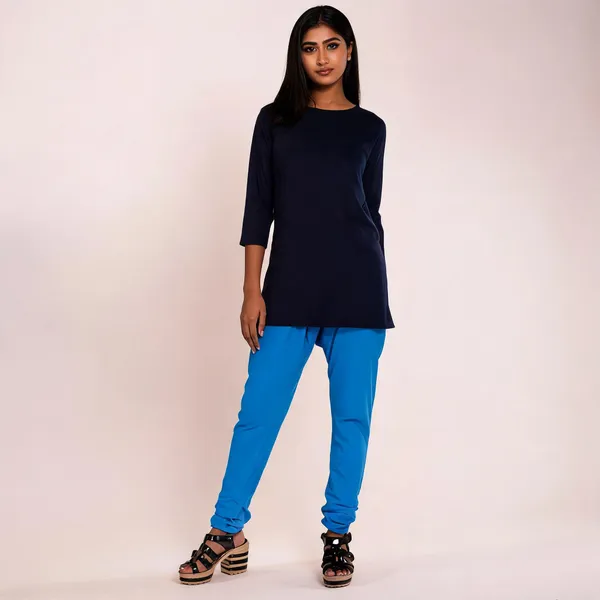 Light_Blue_Cotton_Gathered_Chudidar_Pant_For_Women