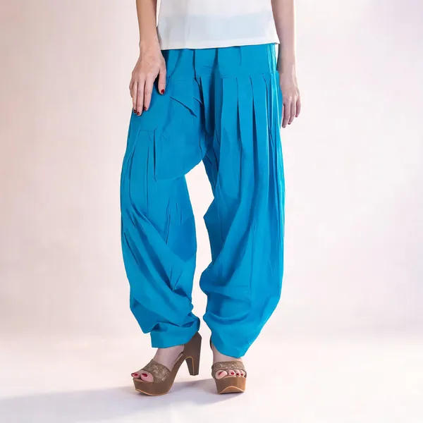 Light_Blue_Cotton_Loose_Fit_Patiala_Pant_For_Women