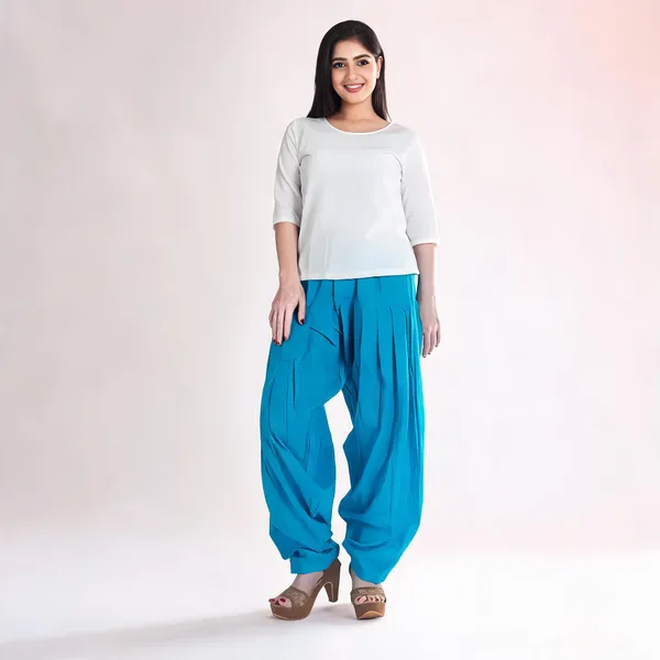Light_Blue_Cotton_Loose_Fit_Patiala_Pant_For_Women