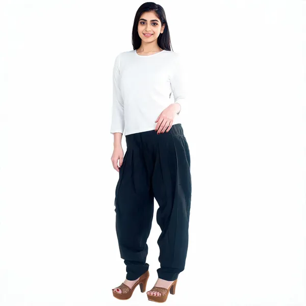 Black_Cotton_Loose_Fit_Patiala_Pant_For_Women