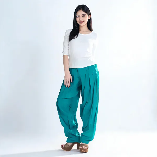 Turquoise_Cotton_Loose_Fit_Patiala_Pant_For_Women
