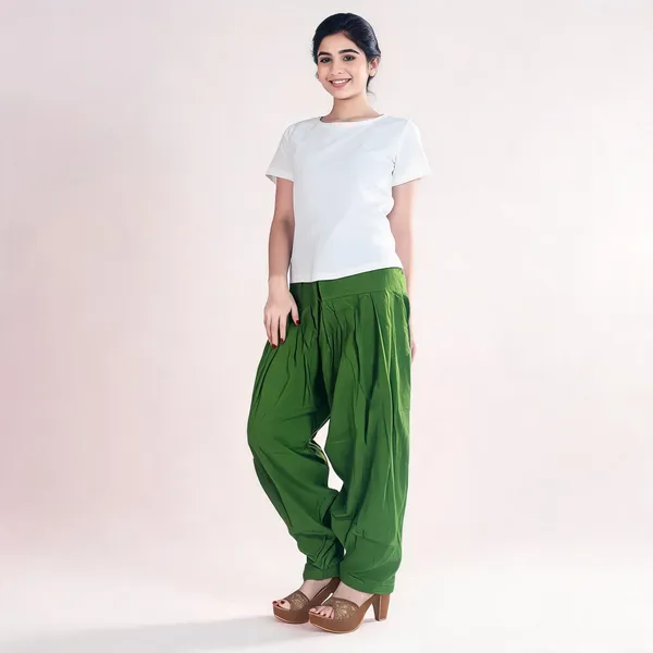 Mehendi_Green_Cotton_Loose_Fit_Patiala_Pant_For_Women