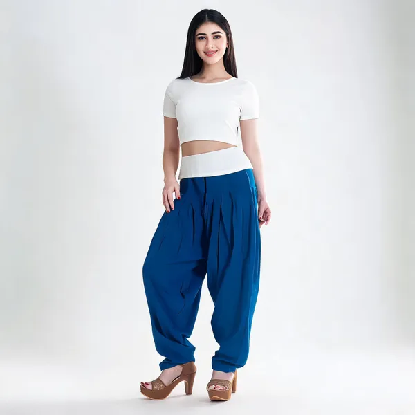 Dark_Blue_Cotton_Loose_Fit_Patiala_Pant_For_Women