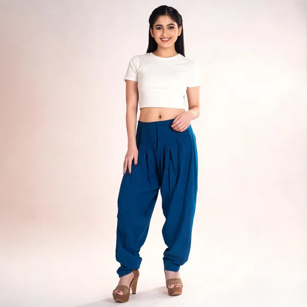 Dark_Blue_Cotton_Loose_Fit_Patiala_Pant_For_Women