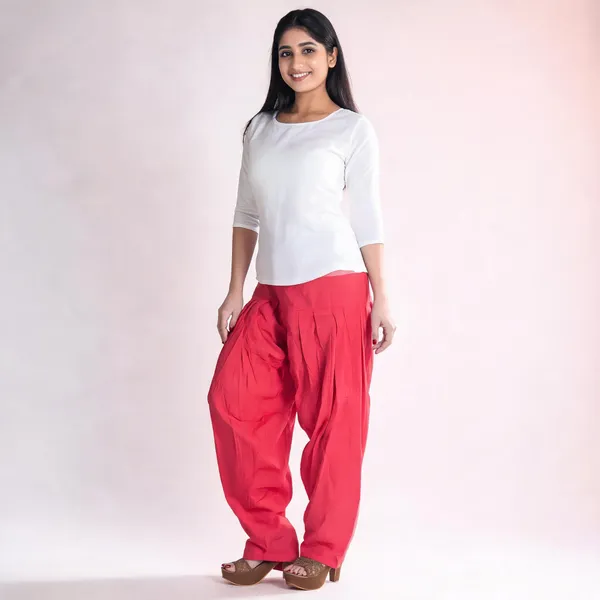 Peach_Cotton_Loose_Fit_Patiala_Pant_For_Women