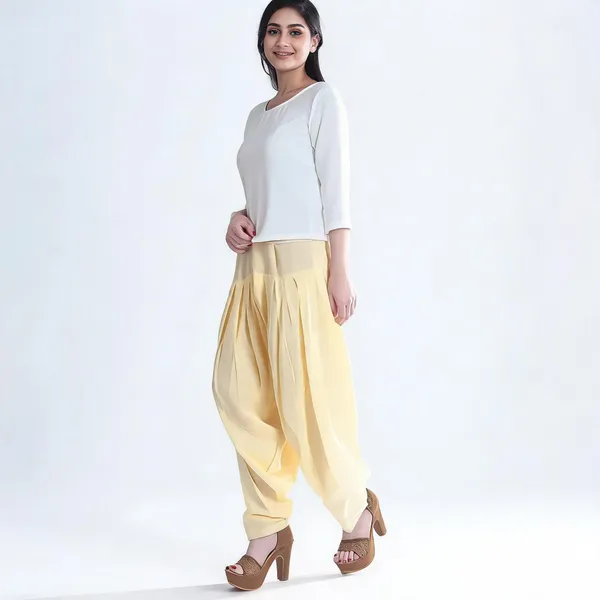 Cream_Cotton_Loose_Fit_Patiala_Pant_For_Women
