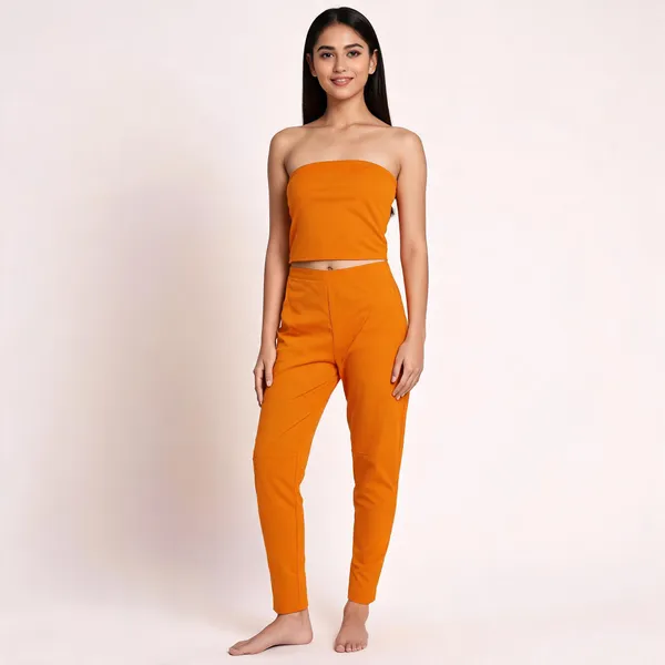 Mustard_Cotton_Lycra_Straight_Kurti_Pant_For_Women