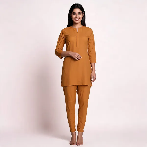 Beige_Cotton_Lycra_Straight_Kurti_Pant_For_Women
