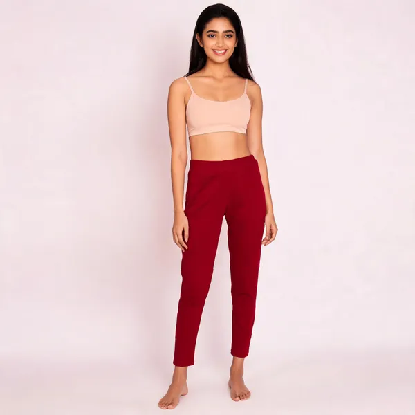 Maroon_Cotton_Lycra_Straight_Kurti_Pant_For_Women