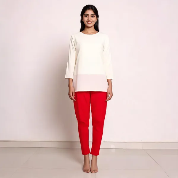 Red_Cotton_Lycra_Straight_Kurti_Pant_For_Women