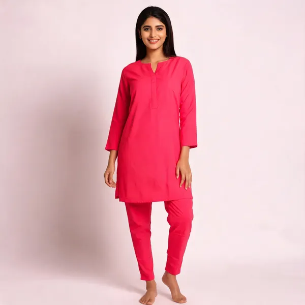 Peach_Cotton_Lycra_Straight_Kurti_Pant_For_Women