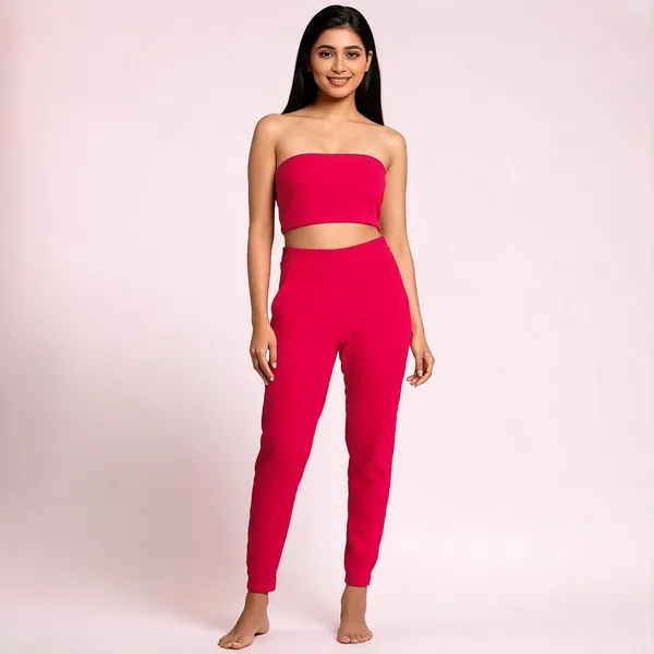 Pink_Cotton_Lycra_Slim_Fit_Kurti_Pant_For_Women