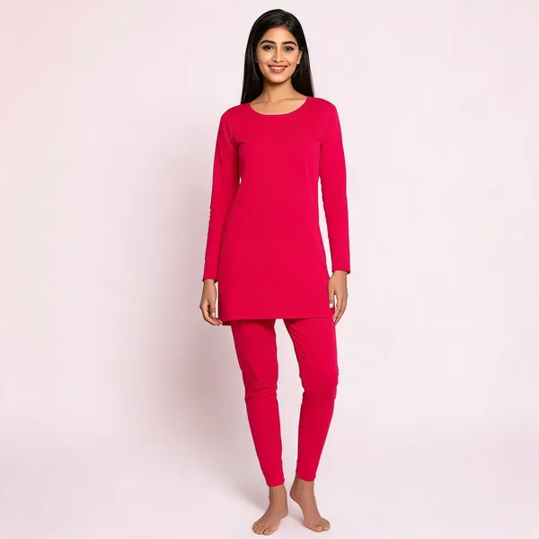 Pink_Cotton_Lycra_Slim_Fit_Kurti_Pant_For_Women