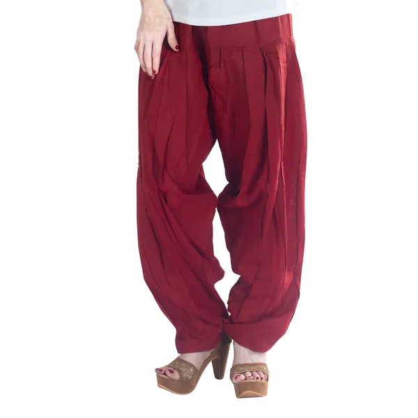 Maroon_Cotton_Loose_Fit_Patiala_Pant_For_Women