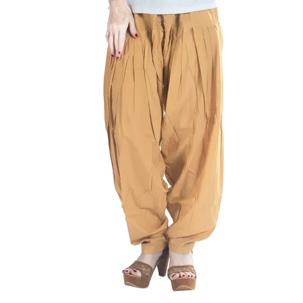 Beige_Cotton_Loose_Fit_Patiala_Pant_For_Women