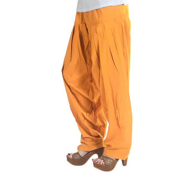 Mustard_Cotton_Loose_Fit_Patiala_Pant_For_Women