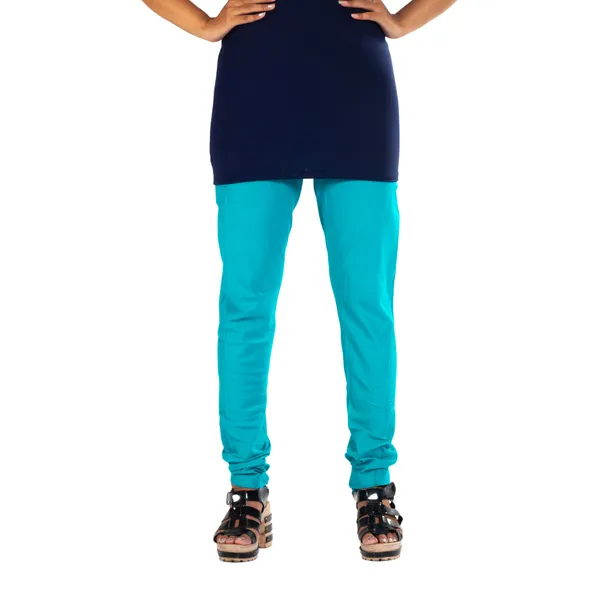 Turquoise_Cotton_Gathered_Chudidar_Pant_For_Women