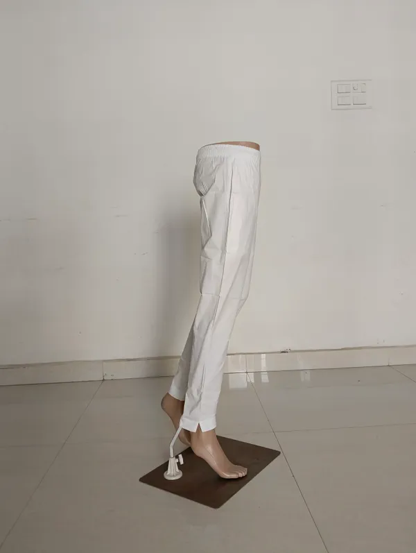 White_Cotton_Lycra_Straight_Kurti_Pant_For_Women