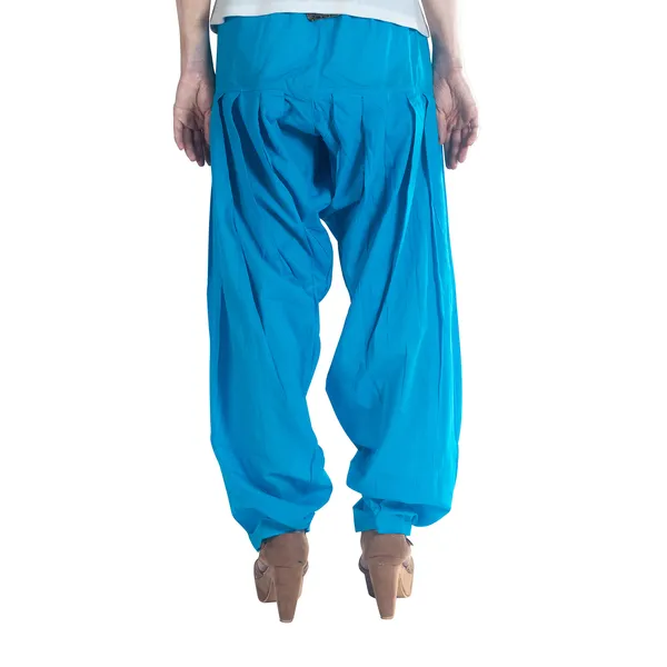 Light_Blue_Cotton_Loose_Fit_Patiala_Pant_For_Women