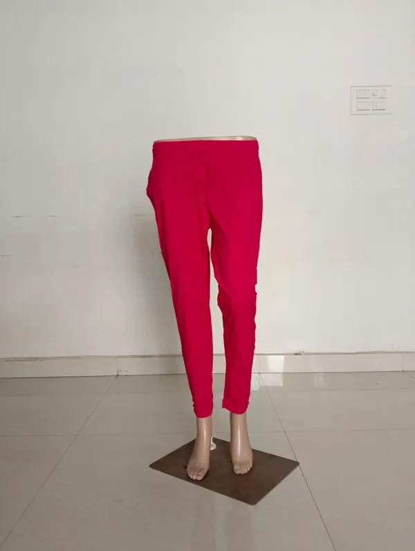 Pink_Cotton_Lycra_Slim_Fit_Kurti_Pant_For_Women