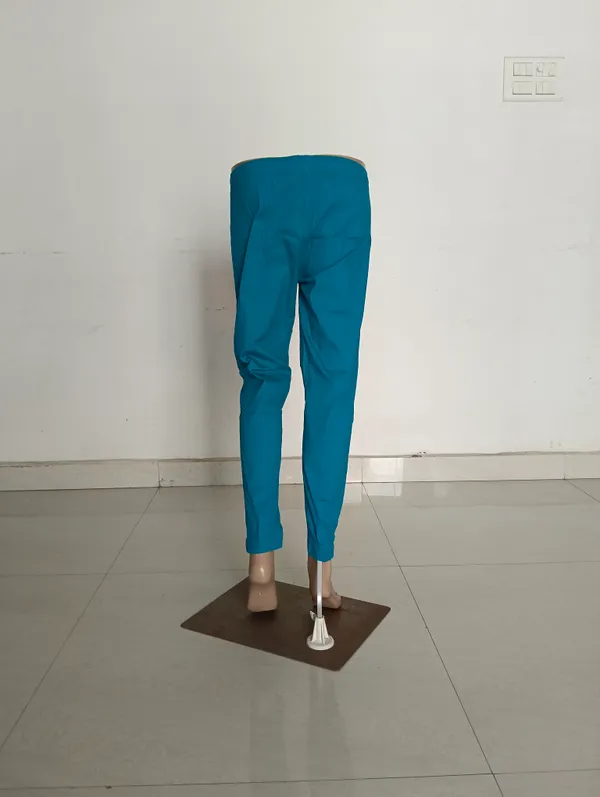 Turquoise_Cotton_Lycra_Straight_Kurti_Pant_For_Women