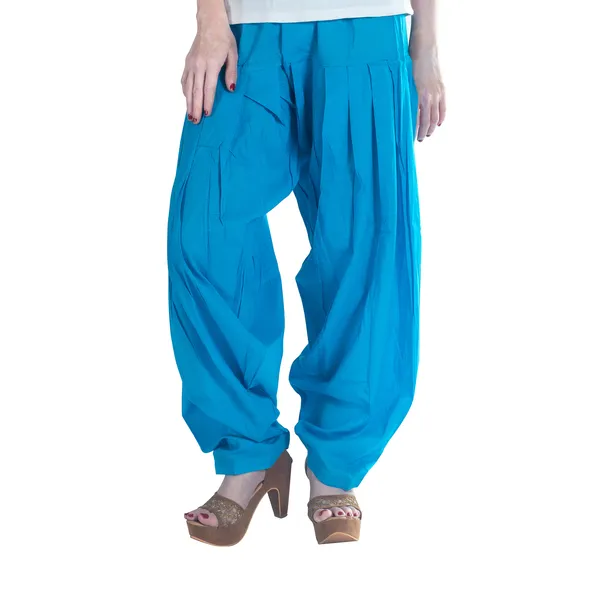 Light_Blue_Cotton_Loose_Fit_Patiala_Pant_For_Women