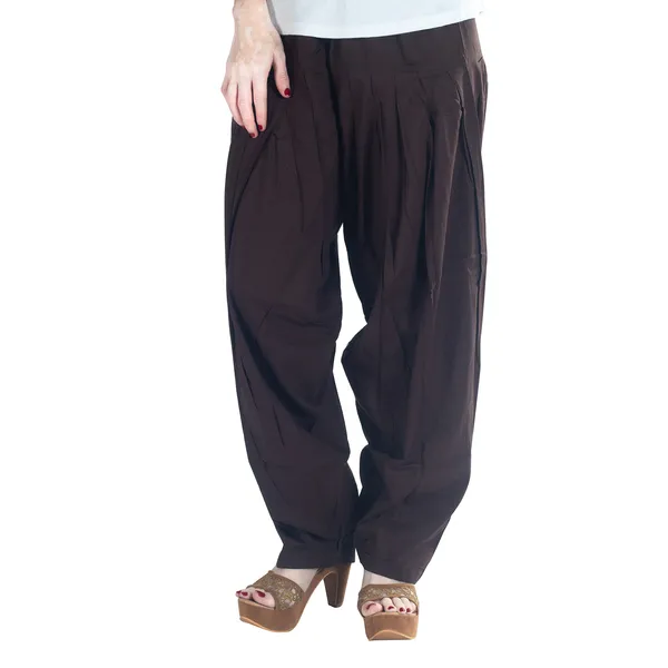 Brown_Cotton_Loose_Fit_Patiala_Pant_For_Women