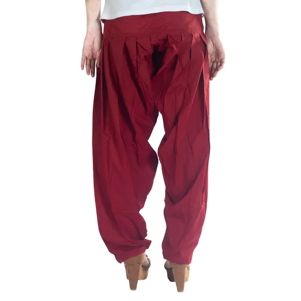 Maroon_Cotton_Loose_Fit_Patiala_Pant_For_Women