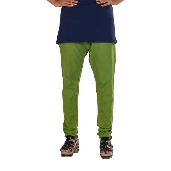 Mehendi_Green_Cotton_Gathered_Chudidar_Pant_For_Women