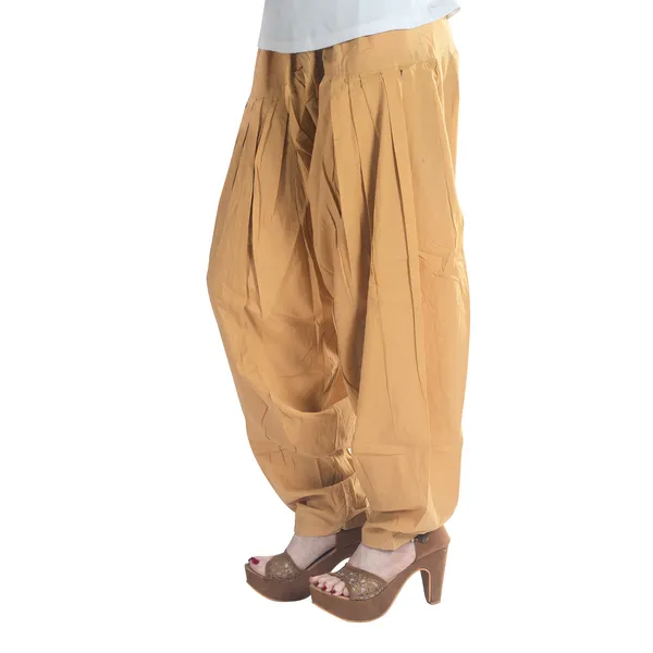 Beige_Cotton_Loose_Fit_Patiala_Pant_For_Women