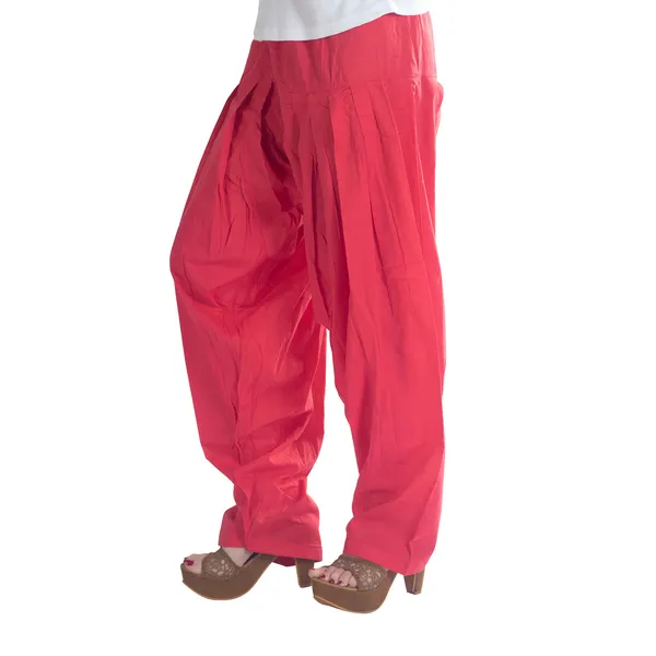 Peach_Cotton_Loose_Fit_Patiala_Pant_For_Women