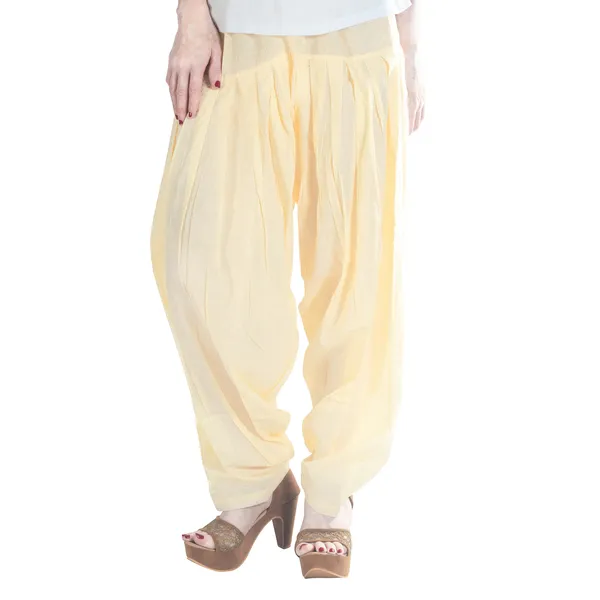 Cream_Cotton_Loose_Fit_Patiala_Pant_For_Women