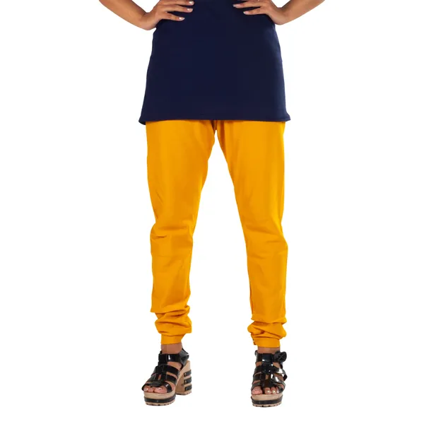 Mustard_Cotton_Gathered_Chudidar_Pant_For_Women
