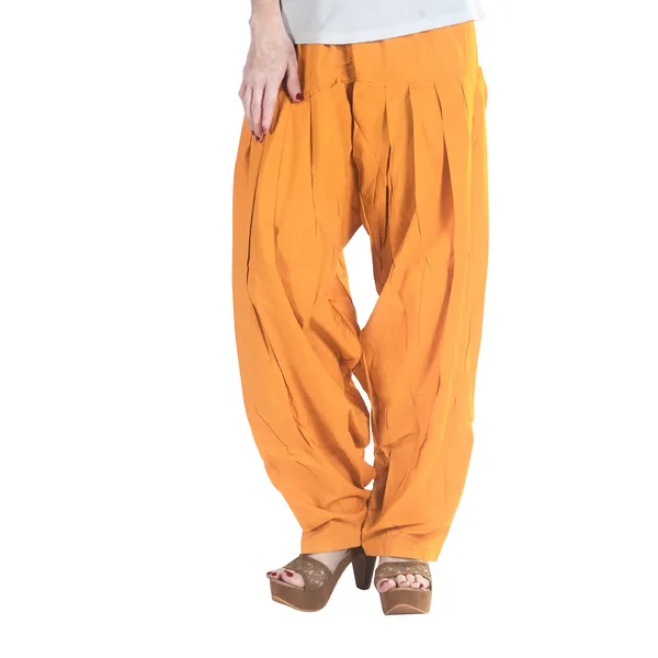 Mustard_Cotton_Loose_Fit_Patiala_Pant_For_Women