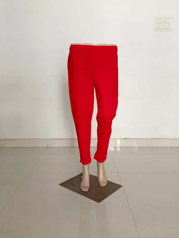 Red_Cotton_Lycra_Straight_Kurti_Pant_For_Women