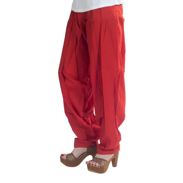 Red_Cotton_Loose_Fit_Patiala_Pant_For_Women