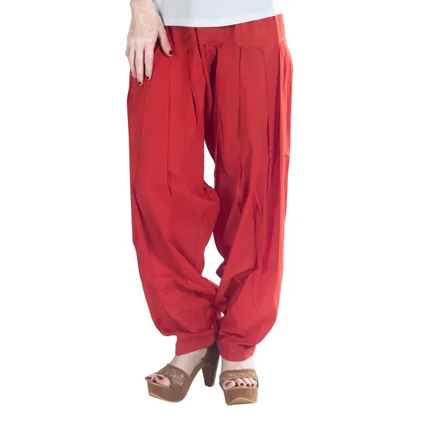 Red_Cotton_Loose_Fit_Patiala_Pant_For_Women