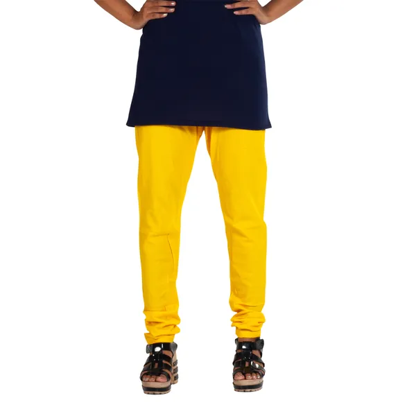 Golden_Yellow_Cotton_Gathered_Chudidar_Pant_For_Women