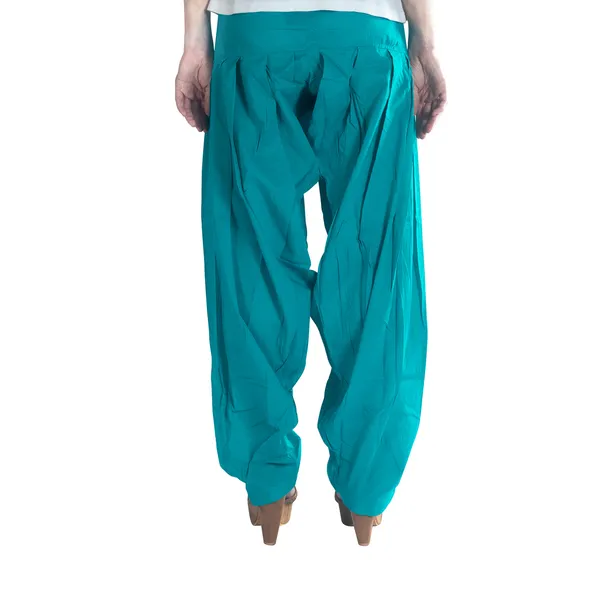 Turquoise_Cotton_Loose_Fit_Patiala_Pant_For_Women