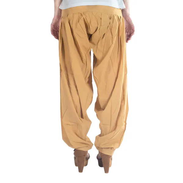 Beige_Cotton_Loose_Fit_Patiala_Pant_For_Women