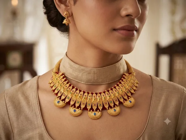 Gold_Brass_Layered_Traditional_Necklace_For_Women