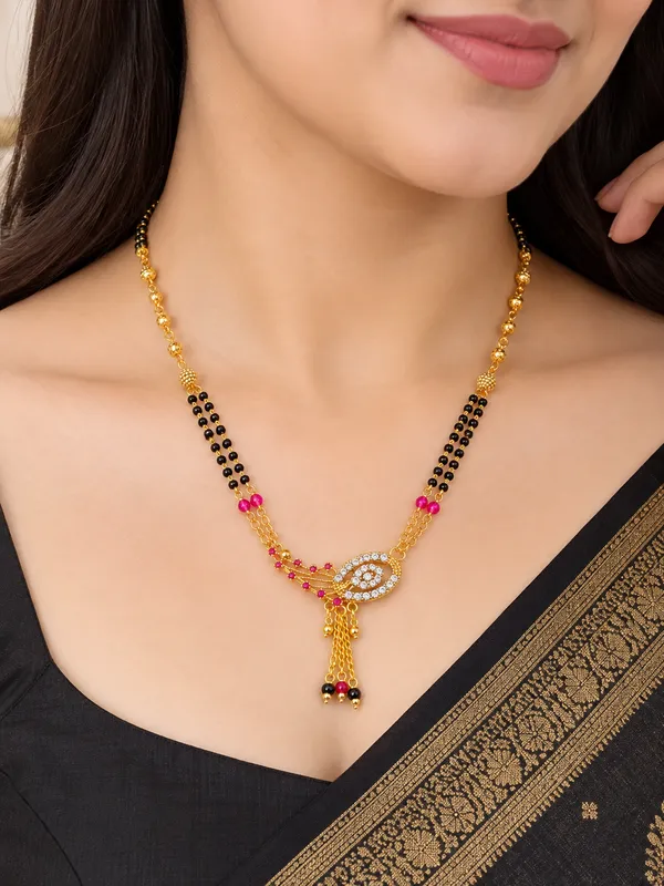 Multicolor_Brass_Black_Pink_Beaded_Mangalsutra_Necklace_For_Women
