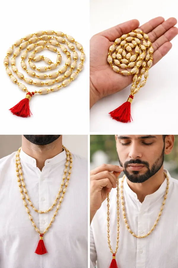 White_Wood_Gold-Tone_Tasbih_Prayer_Bead_Mala_For_Unisex_-_Pack_of_2
